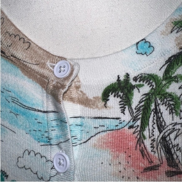 Talbots Palm Tree Print 3/4 Sleeve - Picture 3 of 6